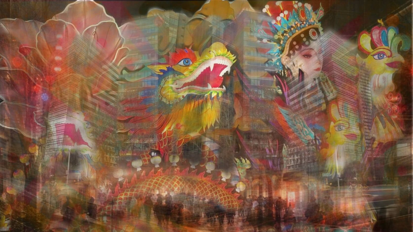 Digital collage image of images and feelings of attending Spring Festival in China 2026